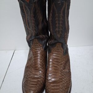 Tony Lama Brown and Black Python Western Boots